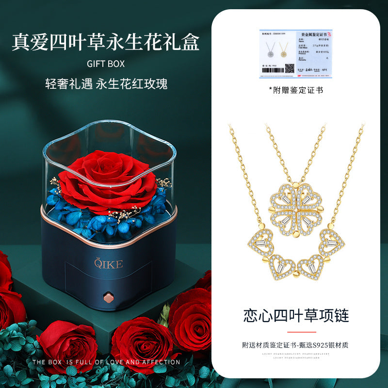 Valentine's Day Sterling Silver Necklace Girl Pendant Clover