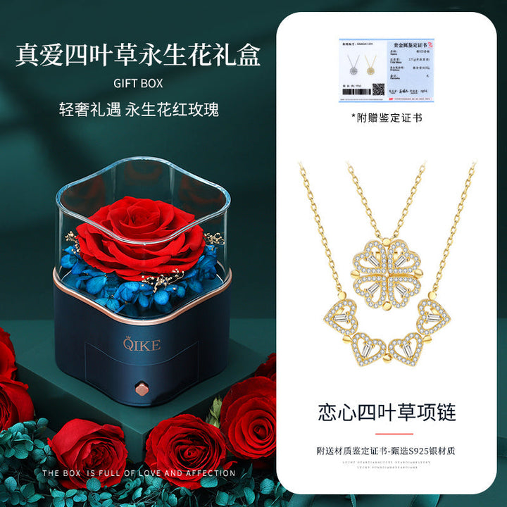 Valentine's Day Sterling Silver Necklace Girl Pendant Clover