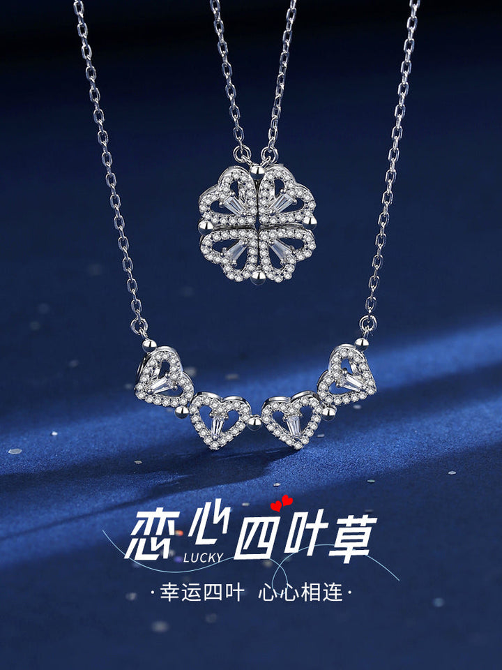Valentine's Day Sterling Silver Necklace Girl Pendant Clover