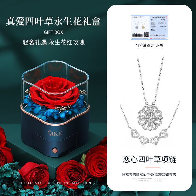 Valentine's Day Sterling Silver Necklace Girl Pendant Clover