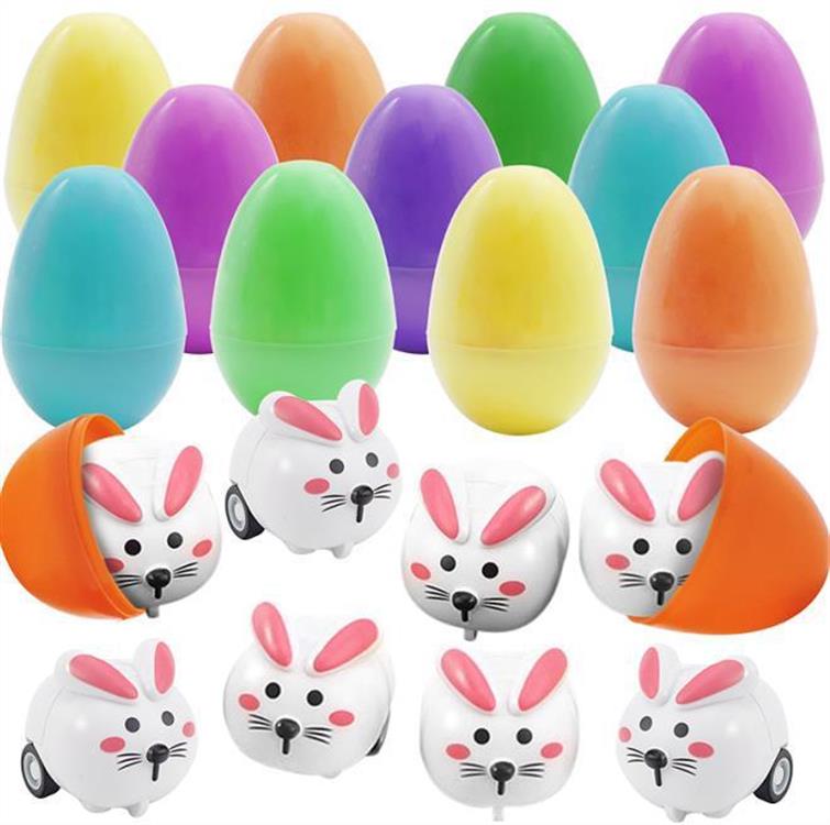 Children's Day Easter Egg Kids Building Blocks Blind Box Cartoon Rabbit Decompression Color Film Puzzle Egg Engineering Car Toys