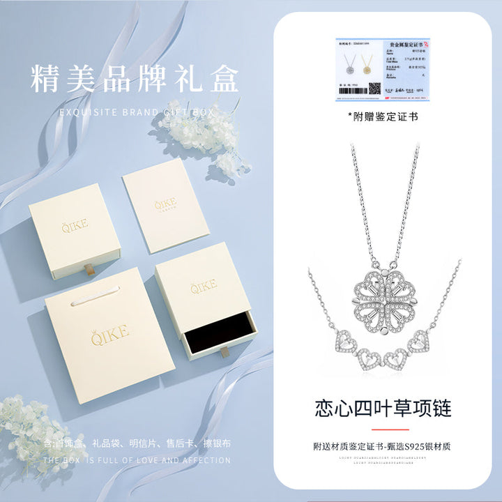 Valentine's Day Sterling Silver Necklace Girl Pendant Clover