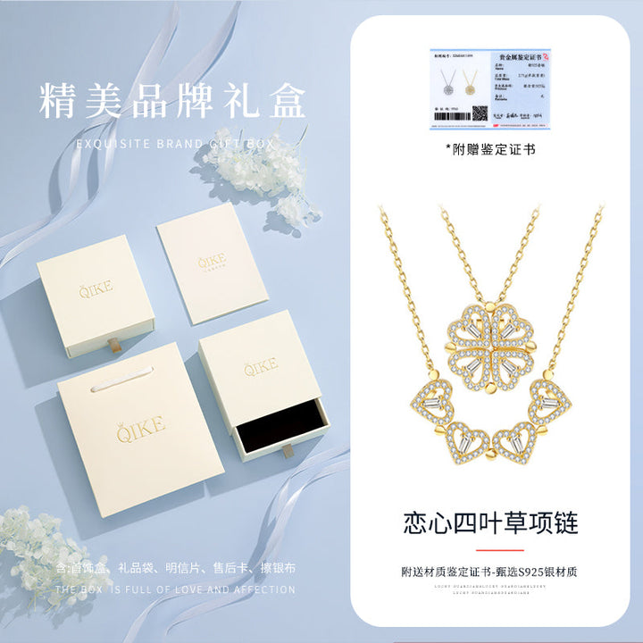 Valentine's Day Sterling Silver Necklace Girl Pendant Clover