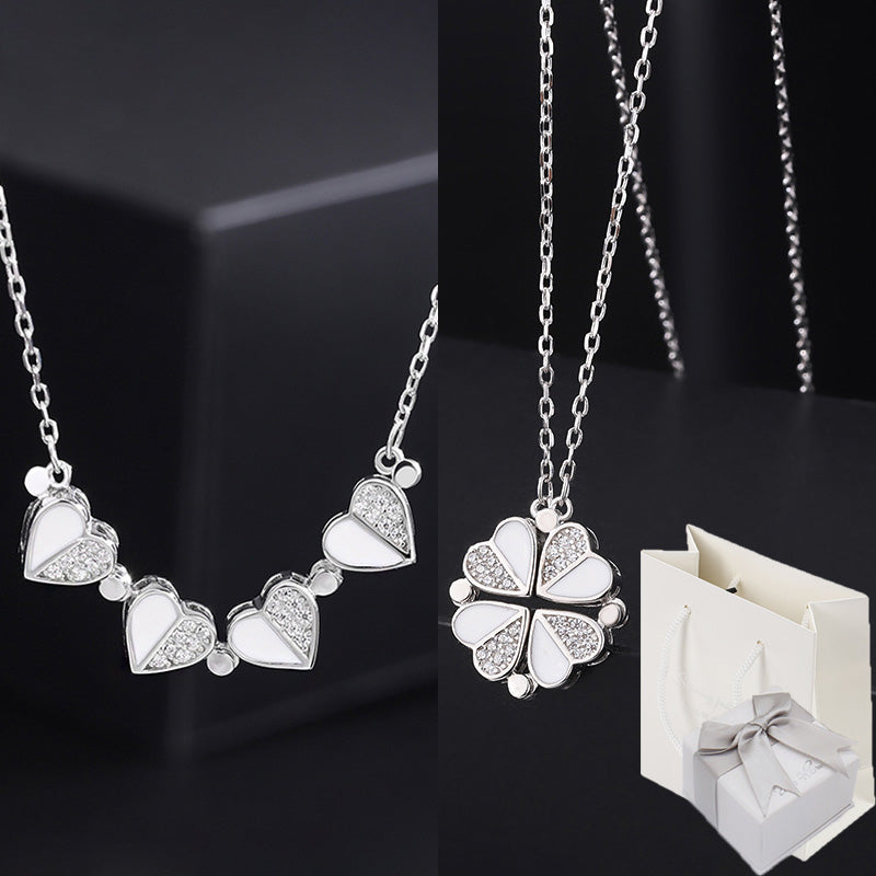 Four-Leaf Clover Genuine Love Necklace Women's Sterling Silver 999