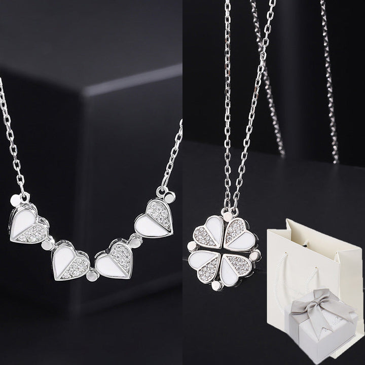 Four-Leaf Clover Genuine Love Necklace Women's Sterling Silver 999