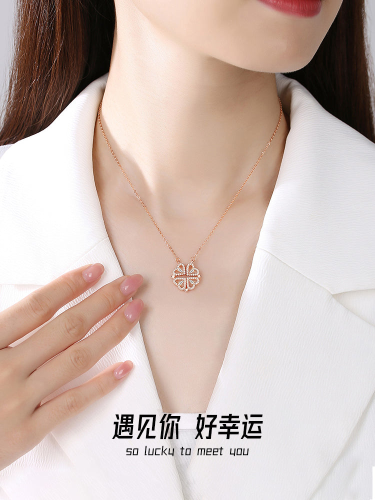 Valentine's Day Sterling Silver Necklace Girl Pendant Clover