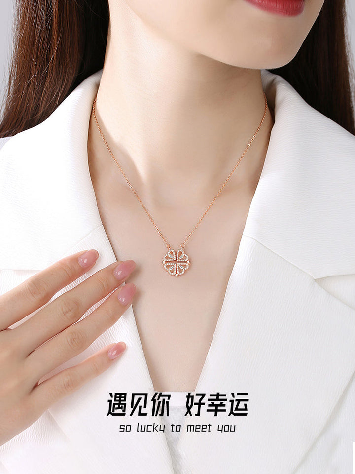 Valentine's Day Sterling Silver Necklace Girl Pendant Clover