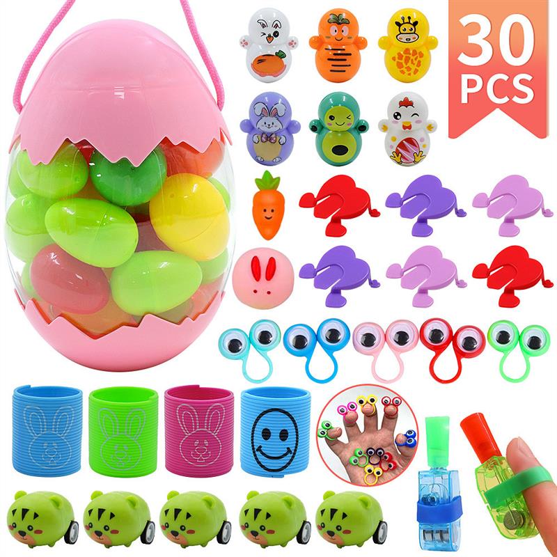 Children's Day Easter Egg Kids Building Blocks Blind Box Cartoon Rabbit Decompression Color Film Puzzle Egg Engineering Car Toys