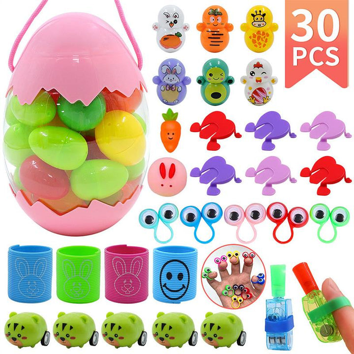Children's Day Easter Egg Kids Building Blocks Blind Box Cartoon Rabbit Decompression Color Film Puzzle Egg Engineering Car Toys
