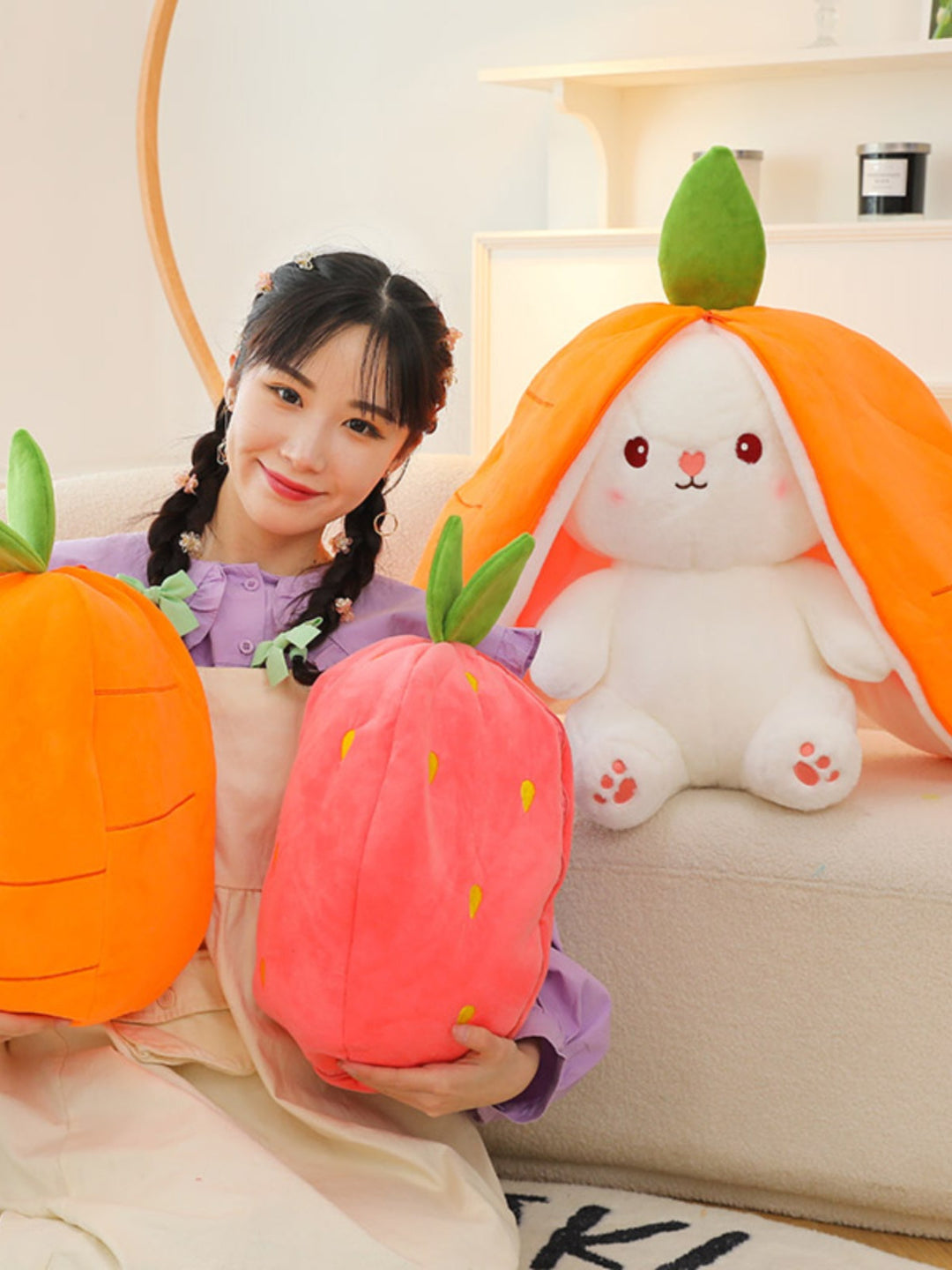 Internet Celebrity Transformed Fruit Plush Toys Strawberry Rabbit