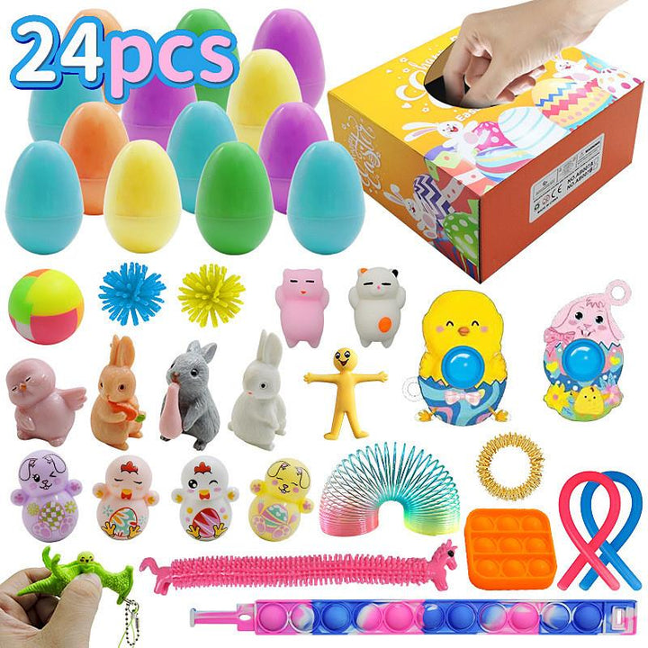 Children's Day Easter Egg Kids Building Blocks Blind Box Cartoon Rabbit Decompression Color Film Puzzle Egg Engineering Car Toys