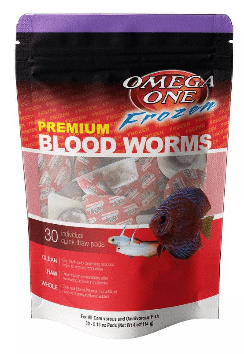 Omega™One Frozen Blood Worms Fish Food, 4 Oz