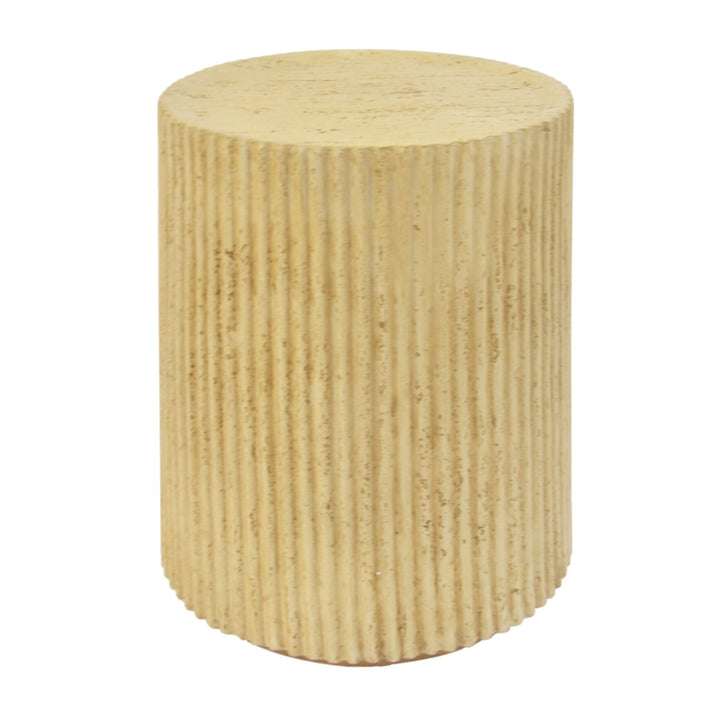 Outdoor Antique Brown MGO Cylinder Side Table Realistic Wood Grain texture