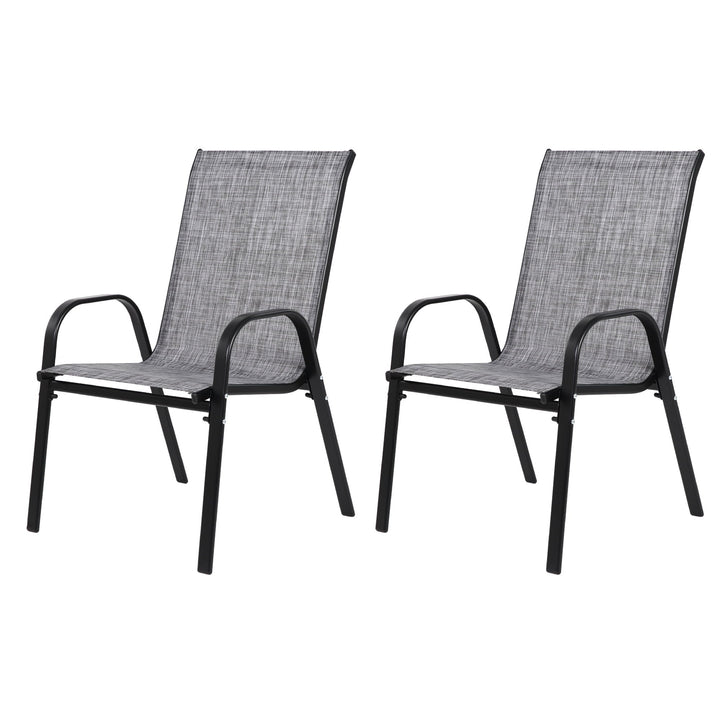 Outdoor Dining Chair Set of 2, All-Weather Patio Dining Chair with High Backrest and Metal Frame, Indoor Outdoor Chairs for Bistro, Deck, Backyard, Porch,Gray