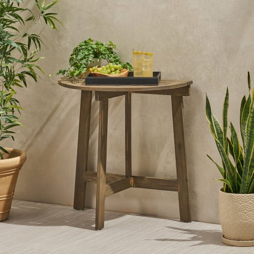 Outdoor Half-Round Folding Acacia Wood Bistro Tabl