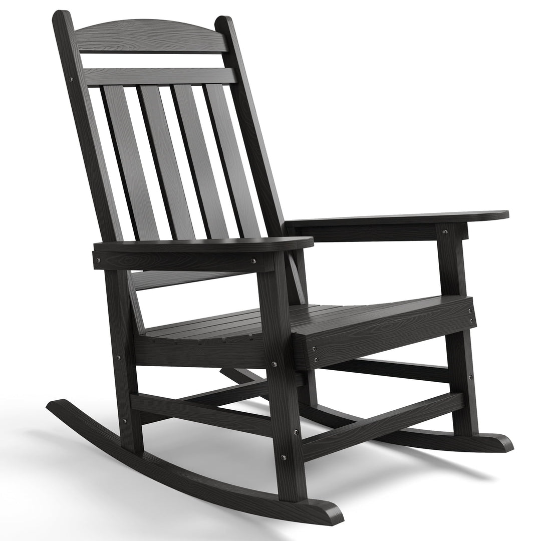 Outdoor Rocking Chair Set of 2, Lofka All Weather Patio Rocking Chair with Waterproof, | Porch Rocker | Oversized Rockers |32" High Back | 380lbs | for Patio Outside Backyard Balcony Garden, Black