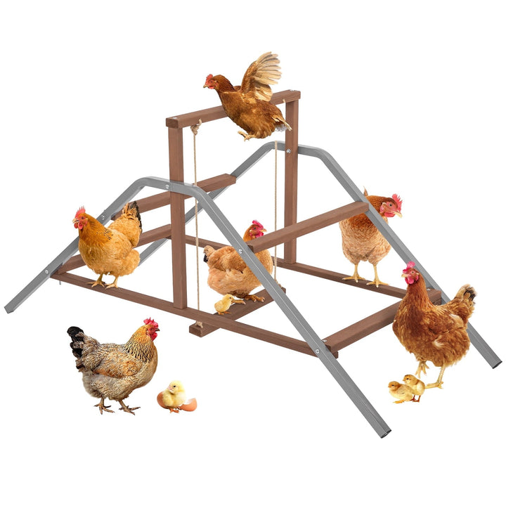 PETSFIT Chicken Perch Ladder-Solid Wood and Rustproof Iron Design, Chicken Ladder with Swing for Healthy Poultry-Ideal for Backyard Coops, Farms, Easy to Assemble and Clean