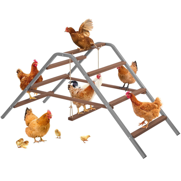 PETSFIT Chicken Roosting Bar,Solid Wood and Rustproof Iron Design, Chicken Perch with Swing for Healthy Poultry-Ideal for Backyard Coops, Farms, Easy to Assemble and Clean