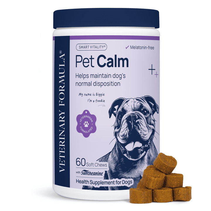 Veterinary Formula Pet Calm Supplement for Dogs, Smart Vitality Calming Without Sleepiness, 60 Chews