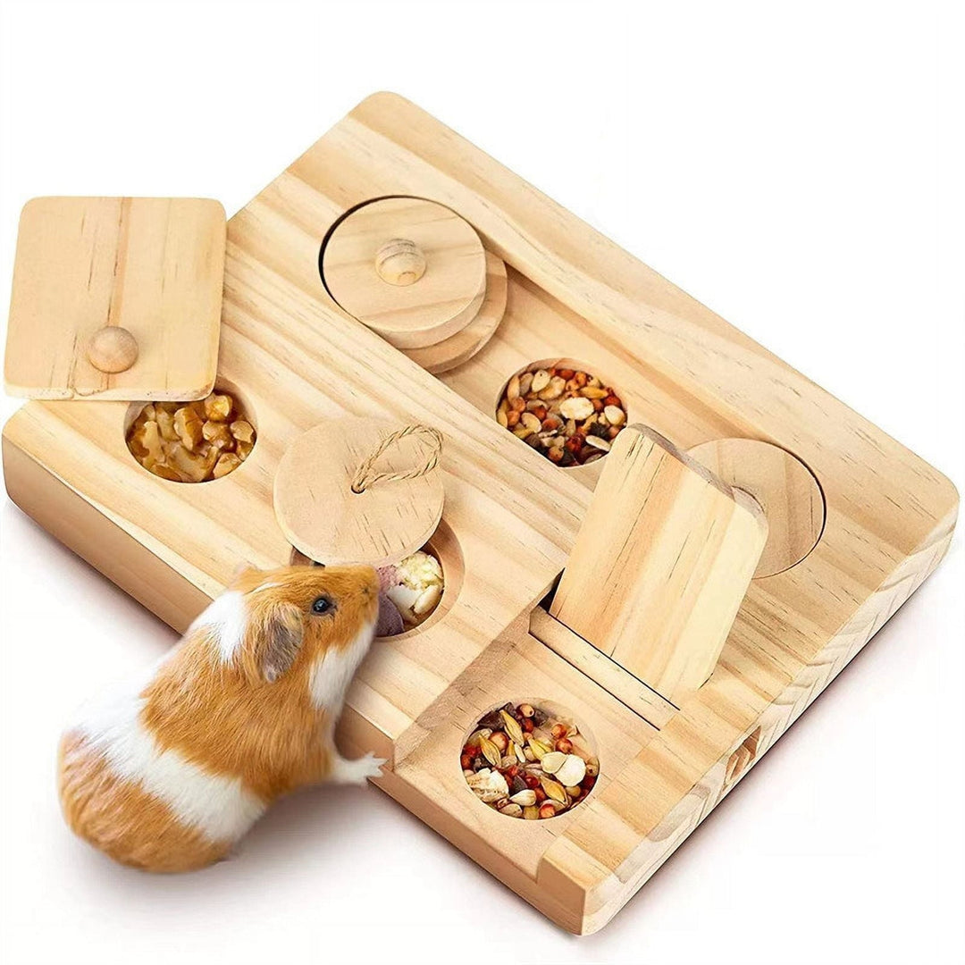 Pig Foraging Toys 6 In 1 Hamsters Wooden Interactive Enrichment Toys Dispenser For Small Animal Funny Toys For Rabbits Bunny And Gerbils