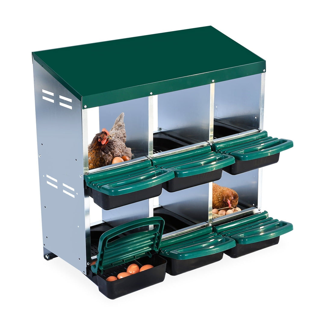 Pinypikaka Chicken Nesting Box, 6 Compartments Nesting Boxes for Chickens, Chicken Laying Boxes, Roll Away Nesting Box for Chickens Laying Egg with Lid Cover