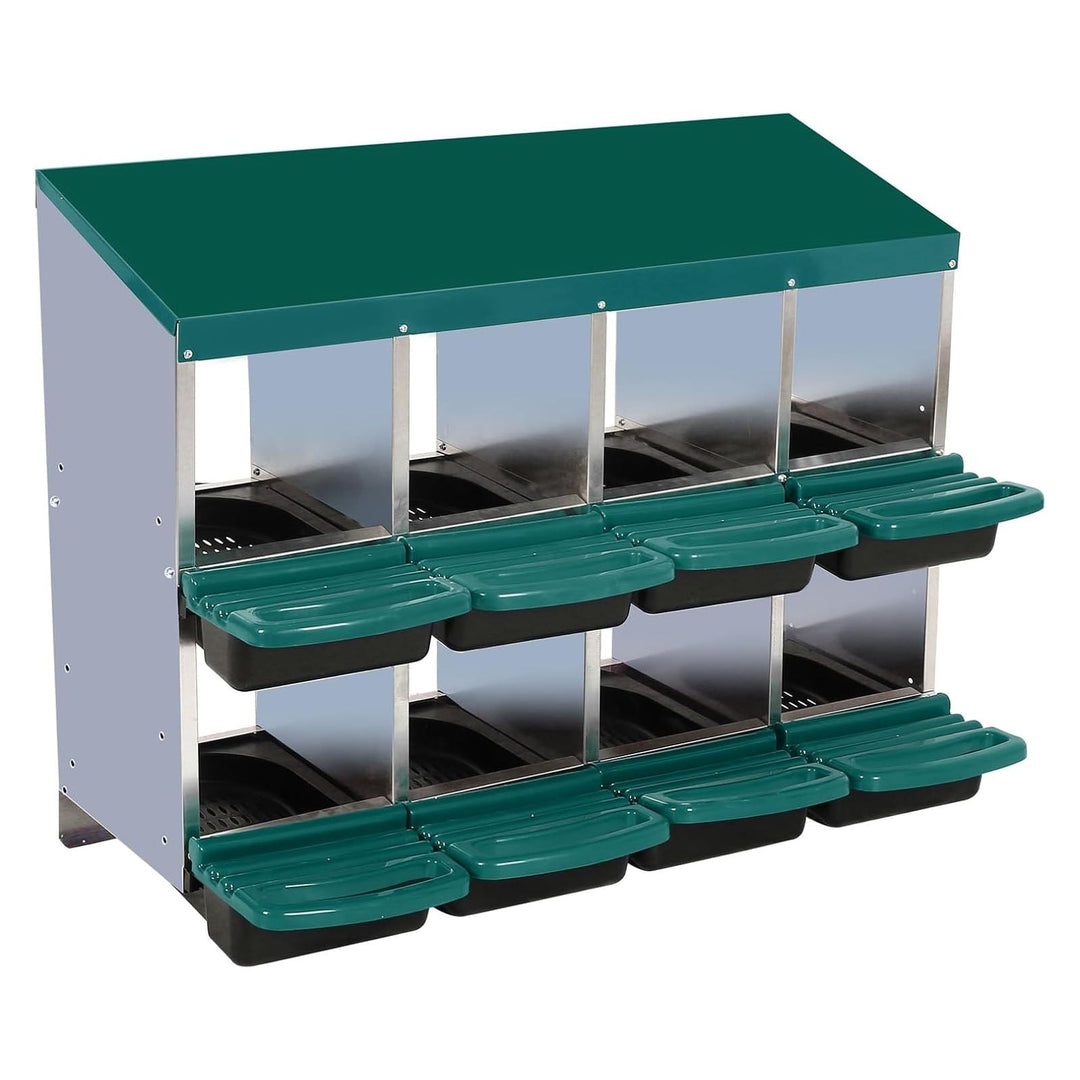Pinypikaka Chicken Nesting Box, 8 Compartments Nesting Boxes for Chickens, Chicken Laying Boxes, Roll Away Nesting Box for Chickens Laying Egg with Lid Cover