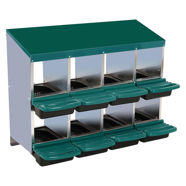 Pinypikaka Chicken Nesting Box, 8 Compartments Nesting Boxes for Chickens, Chicken Laying Boxes, Roll Away Nesting Box for Chickens Laying Egg with Lid Cover