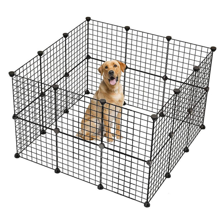 Portable Small Animal Playpen - Metal Wire Cage for Guinea Pigs and Rabbits - Indoor Yard Fence with 24pcs Panels (Includes 8pcs Free)