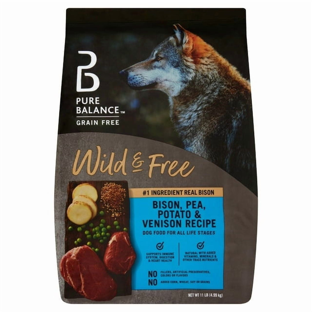 Pureas Balance Wild & Free Bison, Pea, Potato & Venison Recipe Dry Dog Food, Grain Free, 11 lbs