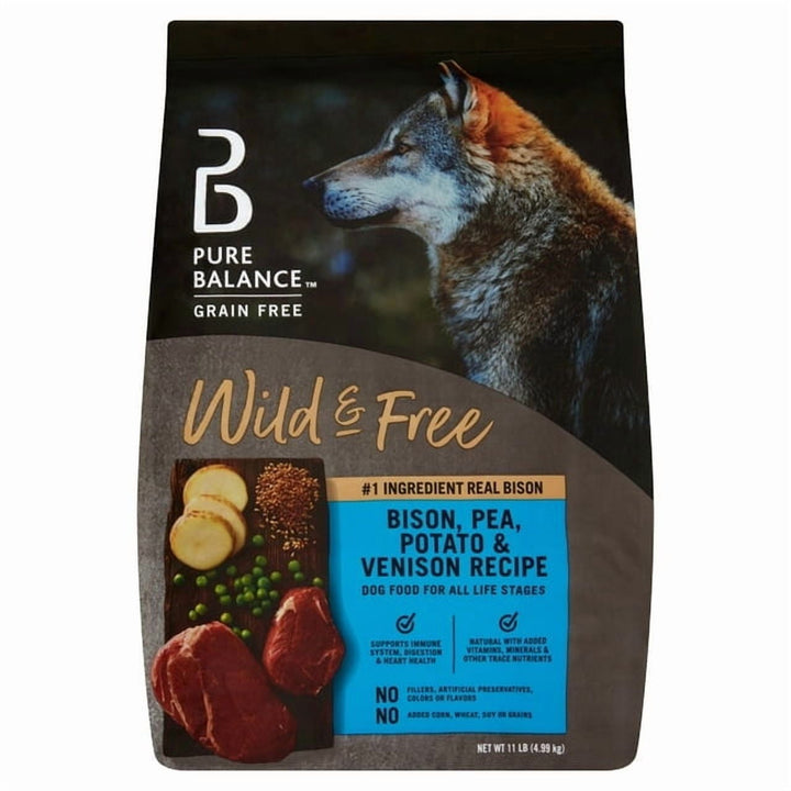 Pureas Balance Wild & Free Bison, Pea, Potato & Venison Recipe Dry Dog Food, Grain Free, 11 lbs