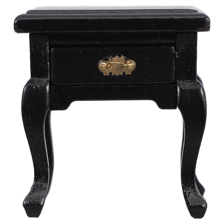 Raindrops 1Pcs Mini Dollhouse Furniture Miniature End Table Black Wood With Storage For Dollhouse Enthusiasts