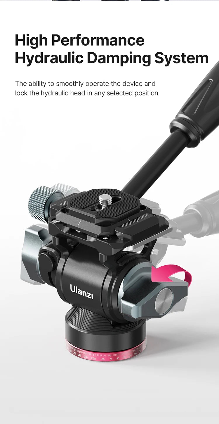 Ulanzi U-190 U190 Panoramic Tripod Head Hydraulic Fluid Video Damping Head For Tripod Monopod DSLR Camera Holder Stand Mobile