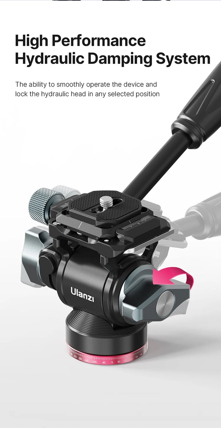 Ulanzi U-190 U190 Panoramic Tripod Head Hydraulic Fluid Video Damping Head For Tripod Monopod DSLR Camera Holder Stand Mobile