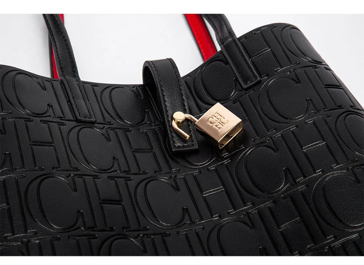 CH Simple Large Capacity Embossed Women's Shoulder Bag Pure Color Letter Pattern Design 2024 Fashion Luxury Backpacks
