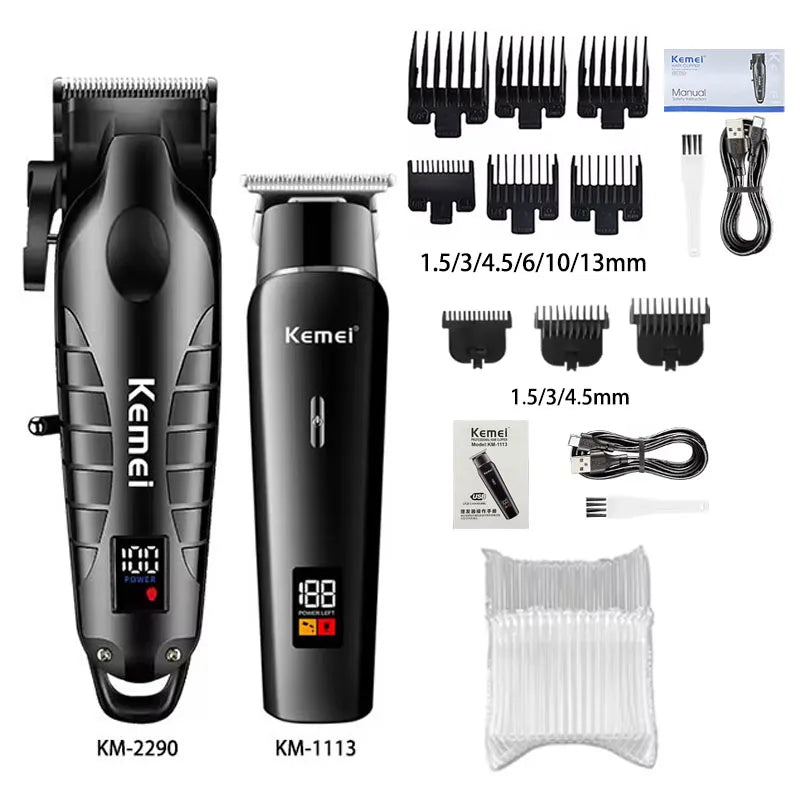 Kemei KM-2290 KM-1113 KM-2026 professional Electric hair clipper kit Men's Shaver Cordless Barber Hair Trimmer USB beard Razor