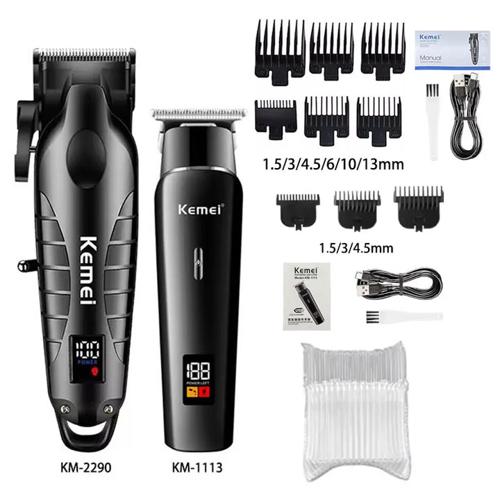 Kemei KM-2290 KM-1113 KM-2026 professional Electric hair clipper kit Men's Shaver Cordless Barber Hair Trimmer USB beard Razor