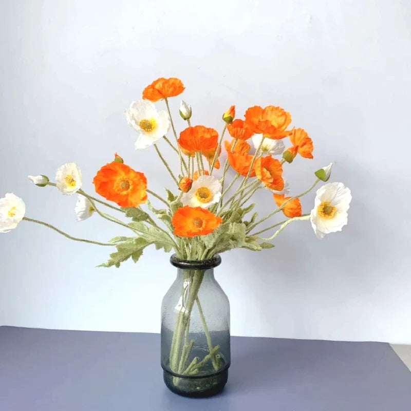 Artificial Silk Poppy Flowers Bouquet