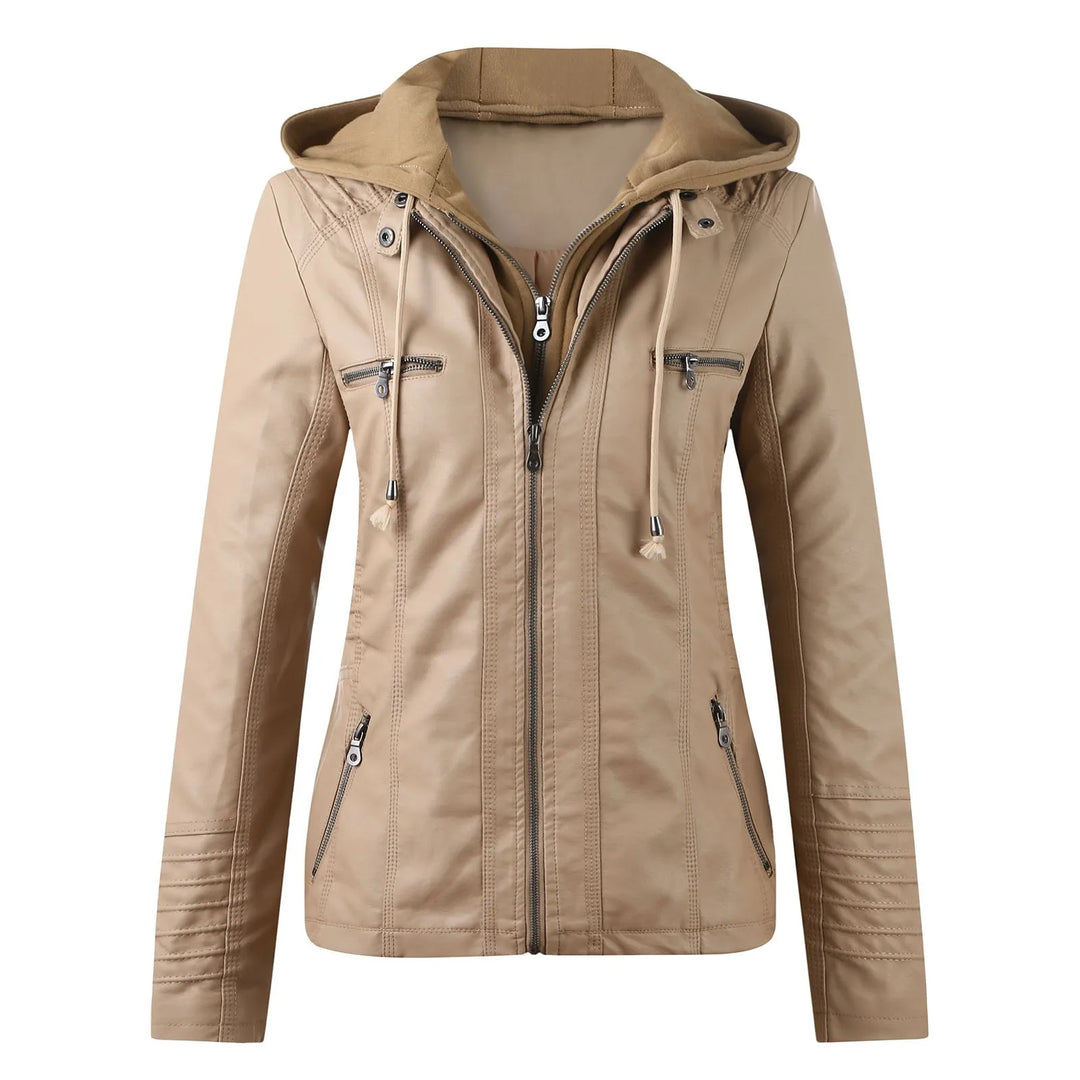 Leather Jacket Women Hooded Faux Pu Leather Motorcycle Jacket Zipper Long Sleeve Autumn Winter Outwear Coats Jaqueta Feminina