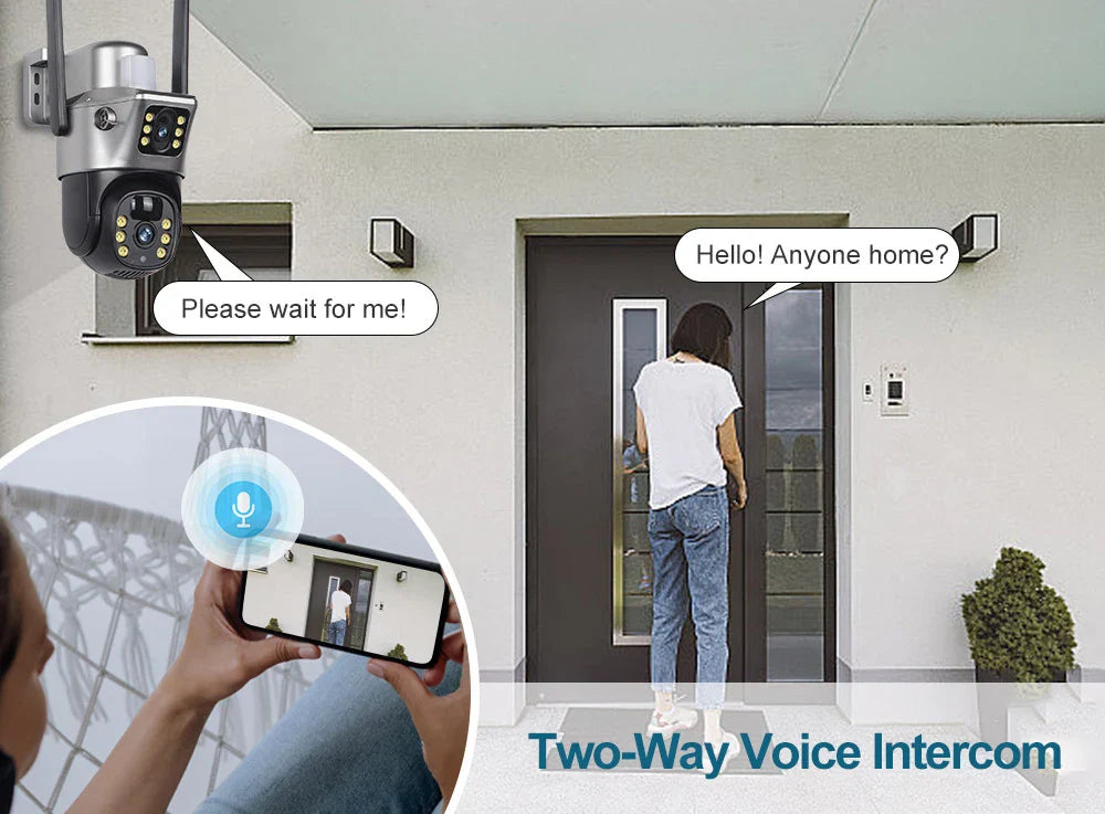 4G Sim Card Solar Camera Dual Lens Outdoor 8MP 4K Low Power Battery IP Camera PIR Night Vision V380 Pro CCTV Security Protection