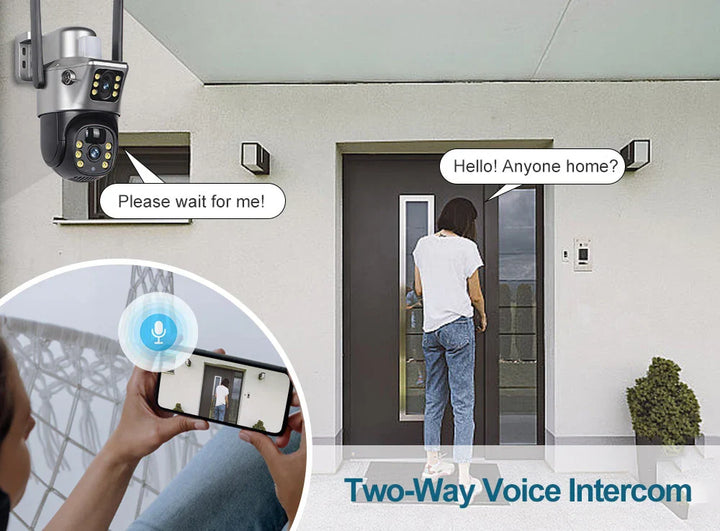 4G Sim Card Solar Camera Dual Lens Outdoor 8MP 4K Low Power Battery IP Camera PIR Night Vision V380 Pro CCTV Security Protection