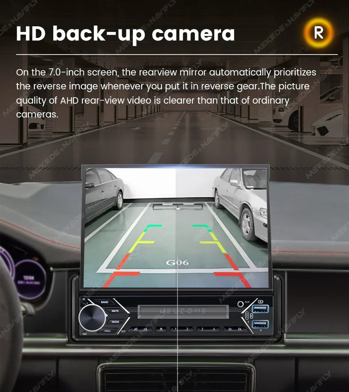 Universal 7" 1din Retractable Screen Car Radio Android Auto Carplay Multimedia Video Player Intelligent Vehicle System BT FM USB