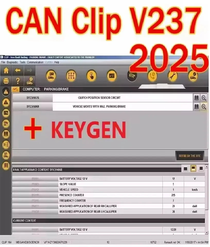 New 2025 Can Clip V237 Latest Software With Keygen For Renault OBD2 Diagnostic software Auto Repair Software