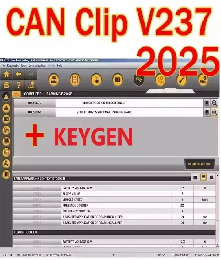 New 2025 Can Clip V237 Latest Software With Keygen For Renault OBD2 Diagnostic software Auto Repair Software