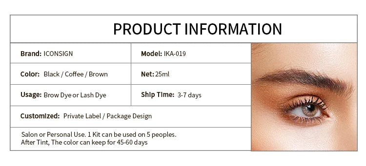 ICONSIGN Lashes Eyebrow Tint Kit Professional Fast Perming Dye Brow Mascara Tattoo Cream Waterproof Long Lasting 60 to 90 Days