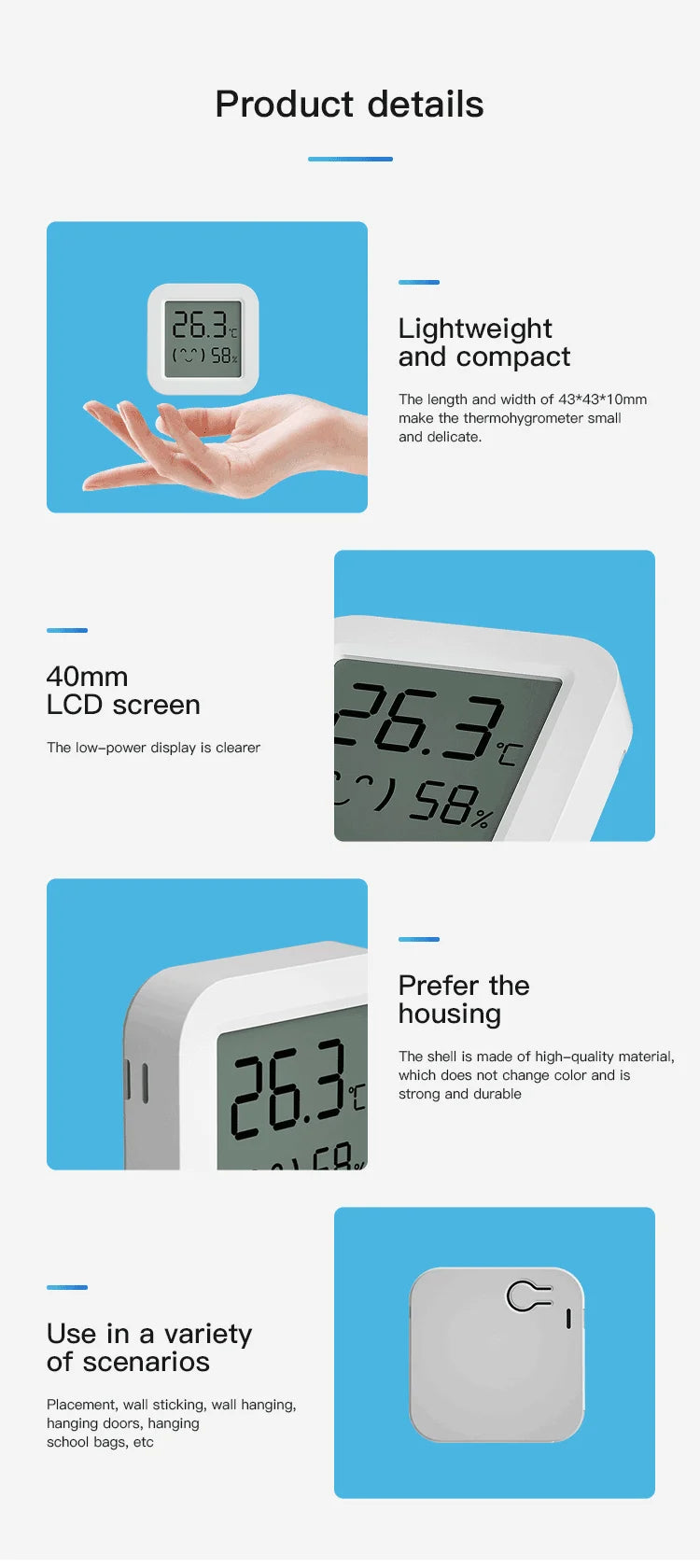 Tuya Temperature Humidity Sensor Mini LCD Display Compatible with Bluetooth APP Remote Control Thermometer Hygrometer