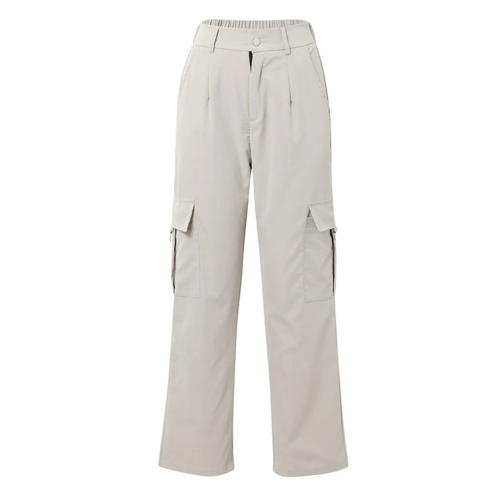Womens Cargo Pants High Waist Streetwear Multi Pocket Y2k Parachute Pants Button Solid Color Wide Leg Trousers