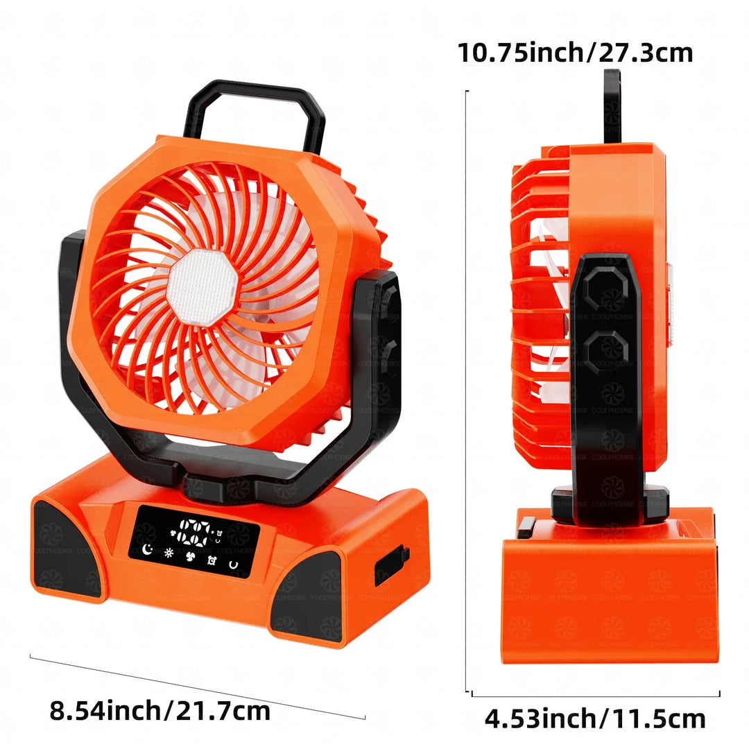 20000mAh Camping Fan Rechargeable Battery Portable Outdoor Fan Wireless Tent Ceiling Fan Air Circulators with Hook and LED Light