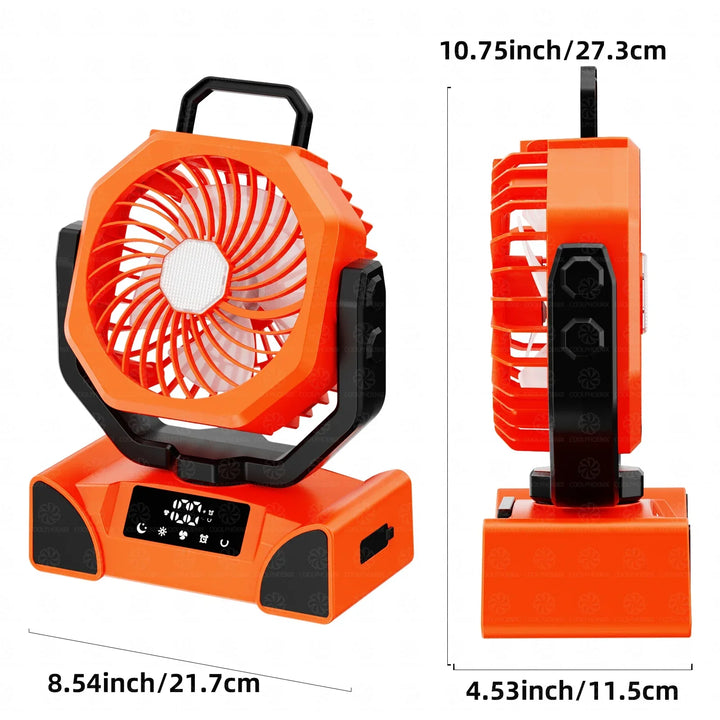 20000mAh Camping Fan Rechargeable Battery Portable Outdoor Fan Wireless Tent Ceiling Fan Air Circulators with Hook and LED Light