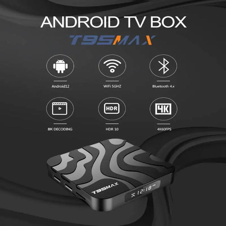 T95 MAX H618 Smart TV Box Android 12 2.4G 5G Dual Wifi Quadcore 1GB/2GB/4GB RAM 8GB16GB32GB64GB 8K HD Media Player Set Top Box