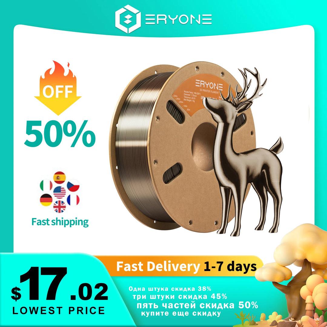 Eryone Promotion Ultra SILK PLA Filament 3D Printing New Arrival 1.75mm 1Kg For 3D Printer High Quality Fast delivery